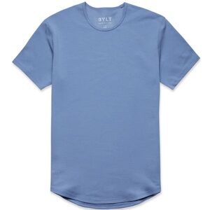 Bylt men’s Drop-Cut: LUX t shirt in color Atlantic size small workout top blue